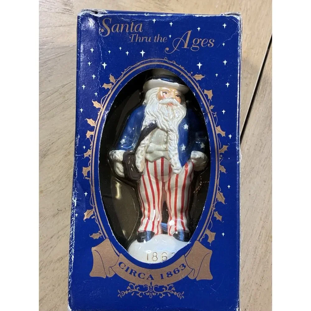 Uncle Sam Fireworks Patriotic July 4th Tree Xmas Ornament Santa Thru Ages 90s